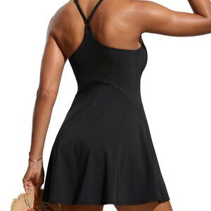 Women's One Piece Swimsuit Modest Swim Dress Tummy Control Adjustable Straps